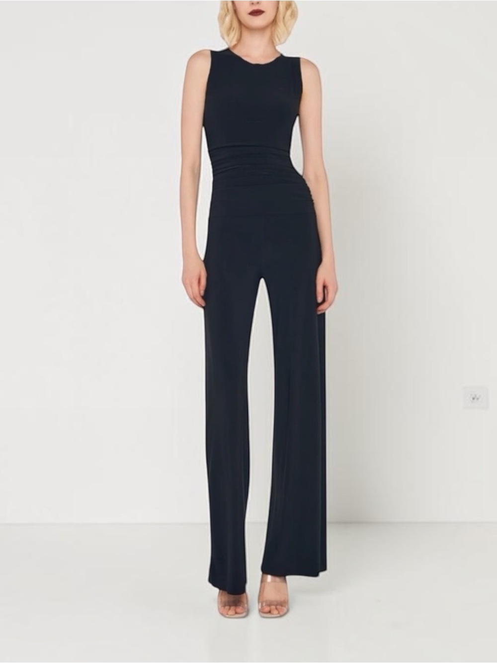NORMA KAMALI Sleeveless Shirred Waist Jumpsuit